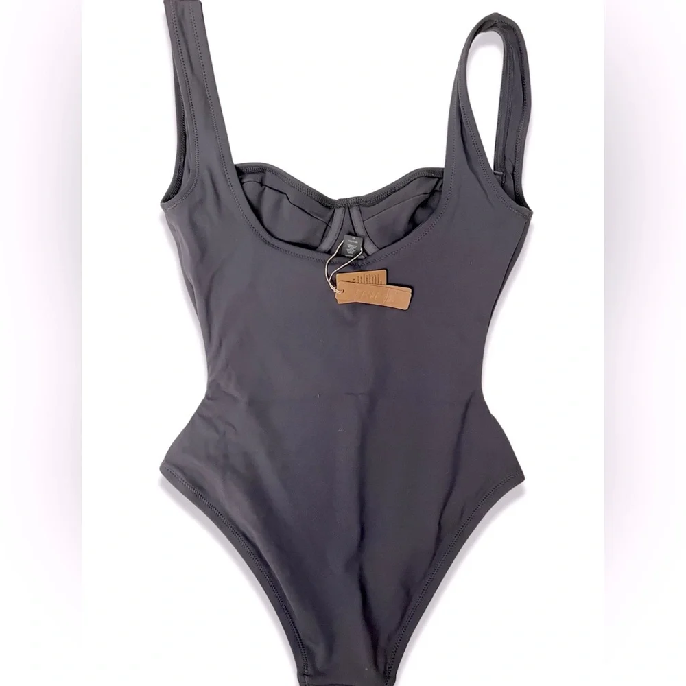 NWT SKIMS Shaping Swim Underwire One Piece Gunmetal - Size XS